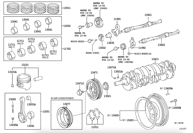 یاتاقان ثابت تویوتا هایلوکس 15-2004 (2RZ-3RZ Engine) - اصلی جنیون پارت ژاپن