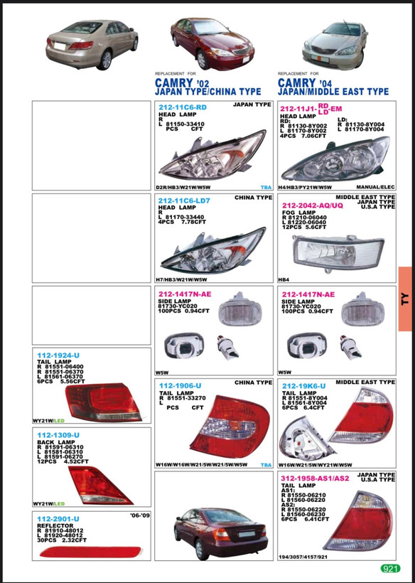 چراغ جلو تویوتا کمری گرند 06-2005 - دپو تایوانی